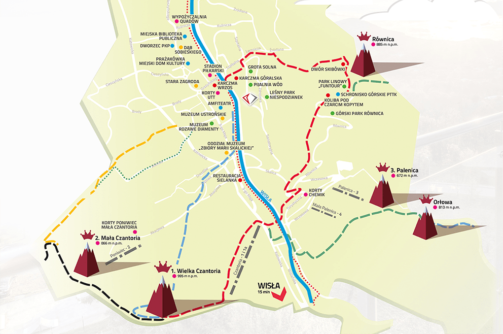 ustron mapa Mapa atrakcji | Hotel Diament Ustroń